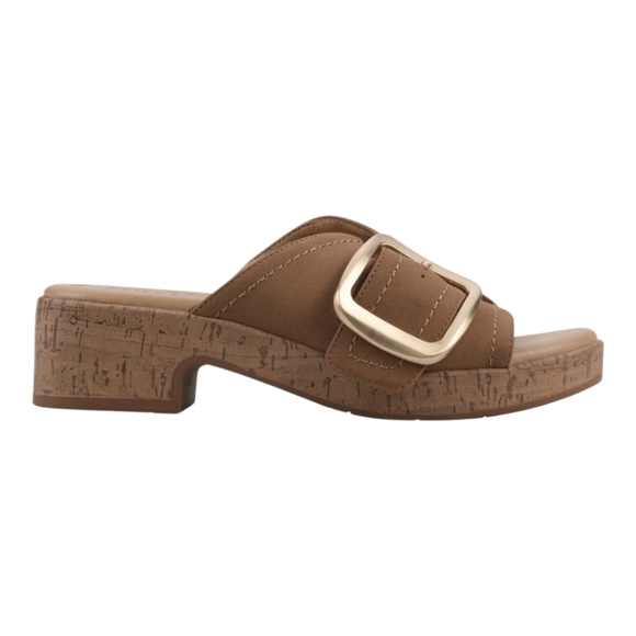 Cliffs by White Mountain Women's Tan Nubuck Slide Sandals - Picture 2 of 12
